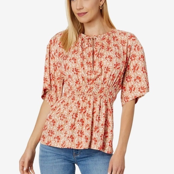 Joie Renae Top Floral Red Multi Color New Size Medium - Picture 1 of 12